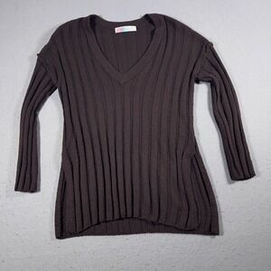 Free People‎ Beach Sweater Women XS Brown Ribbed Knit Tunic Long Sleeve Casual
